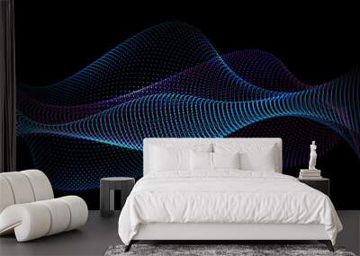 Abstract technology blue purple dots curve data on black design modern futuristic creative background vector Wall mural