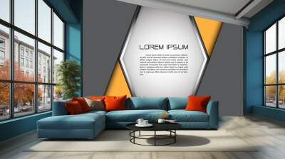 Abstract white hexagon silver arrow blank space text place on yellow gray triangle design modern futuristic background vector illustration. Wall mural