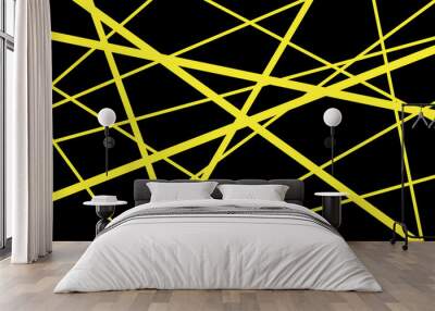 Abstract yellow line cross overlap on black design modern background vector illustration. Wall mural