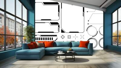 Hud frames black user interface elements design modern technology futuristic control panel screen digital hologram window gaming menu touching cyber monitor set on white background vector Wall mural