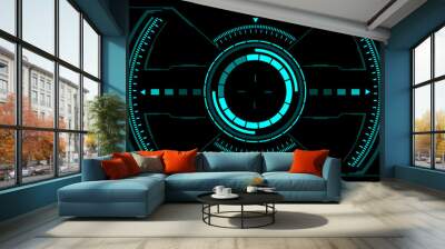 HUD sci-fi interface screen view blue geometric on black design virtual reality futuristic technology creative display vector Wall mural