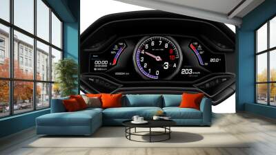 Realistic vector modern super car dashboard speed control digital technology on white background Wall mural