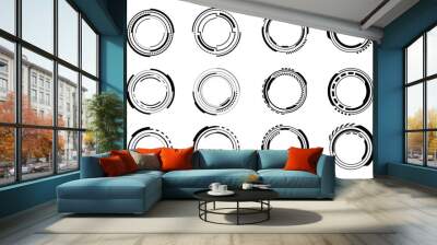 Set of sci fi black circle user interface elements technology futuristic design modern creative on white background vector Wall mural