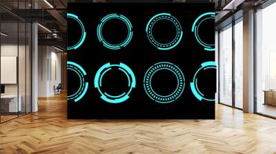 Set of sci fi blue circle user interface elements technology futuristic design modern creative on black background vector Wall mural