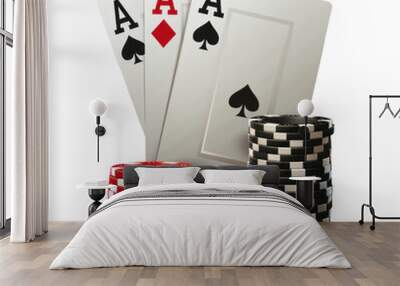 poker chips and cards isolated on transparent png Wall mural