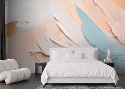 abstract art background with paint brush strokes aesthetic acrylic texture in pastel neutral colors Wall mural