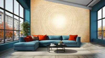 an elegant beige tan grunge parchment texture background with glowing center Wall mural