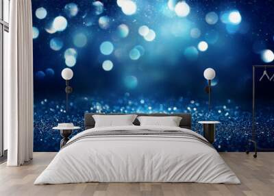 blue glitter vintage lights background defocused Wall mural