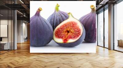 purple figs isolated on white background Wall mural