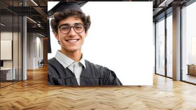 a young male scholar, happy, isolated on white background Wall mural