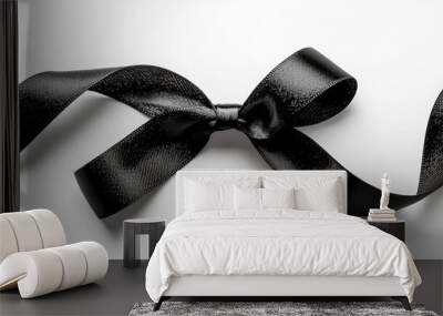 black ribbon, isolated on white background Wall mural