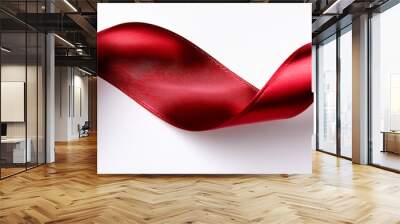 red ribbon isolated on white background Wall mural