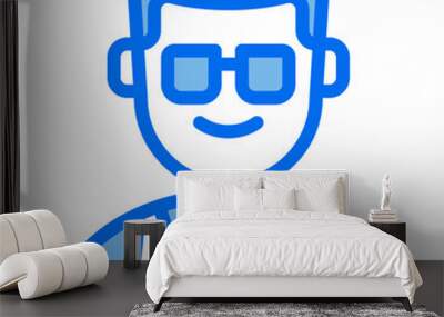 business man blue line icon Wall mural