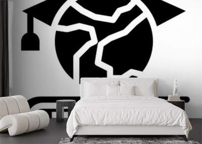 graduation cap glyph icon Wall mural