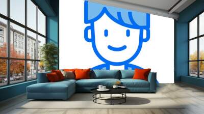 short hair blue line icon Wall mural