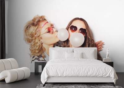 Two best girlfriends  having fun Wall mural