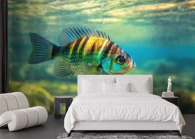 Colorful Fish Swimming in Clear Water Wall mural