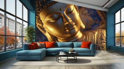 Golden Buddha Statue Close-Up Wall mural