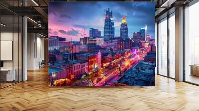 Nashville Skyline at Dusk Wall mural