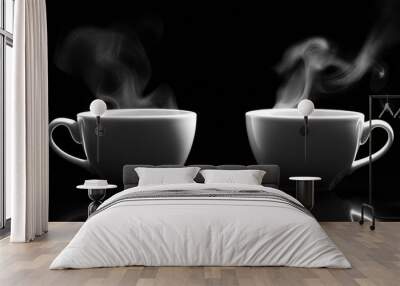 Two steaming cups of coffee Wall mural