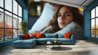 Woman Resting in Bed Wall mural