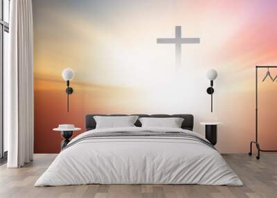 abstract blurred christ cross sunset Wall mural