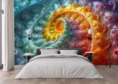 Abstract colorful fractal background Wall mural