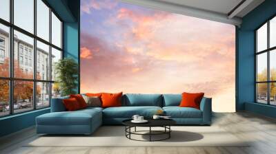 Background of colorful sky concept: Dramatic sunset with twilight color sky and clouds Wall mural