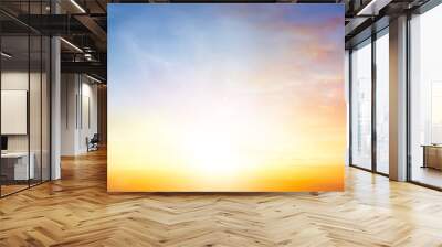 Beautiful orange sunset sunrise with clouds sky in nature. Wall mural