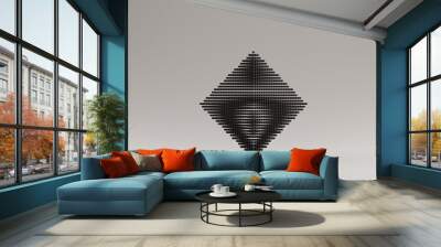 Black Hedra Tetra Prism Made out of Lots of Small Cubes with a Visual Aliasing Stroboscopic Effect 3d illustration 3d render Wall mural