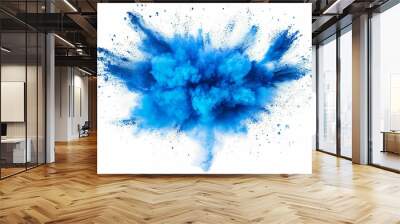 blue color explosion isolated on white or transparent png Wall mural