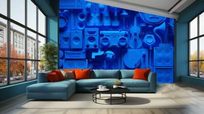 Blue Musical Instrument Wall 3d illustration  Wall mural