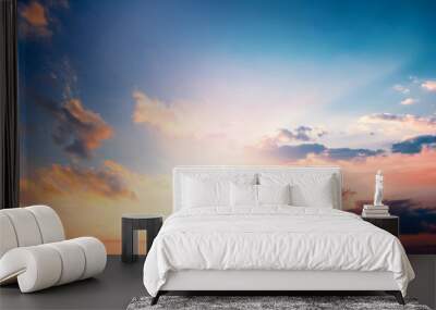 Bright orange sky and Colorful sky in twilight background Wall mural