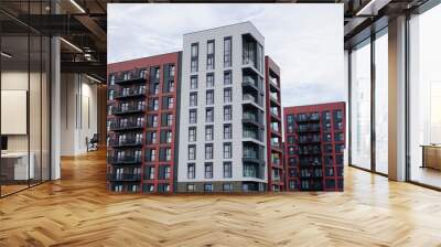 city apartment block. high rise block of flats in the UK. residential housing development  Wall mural