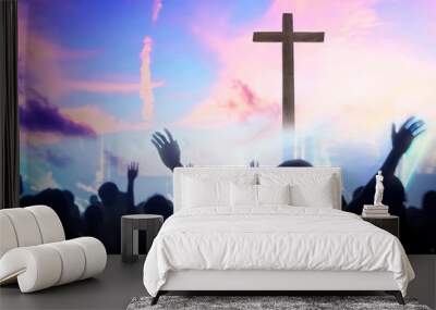 Christmas concept: worship and praise God Wall mural