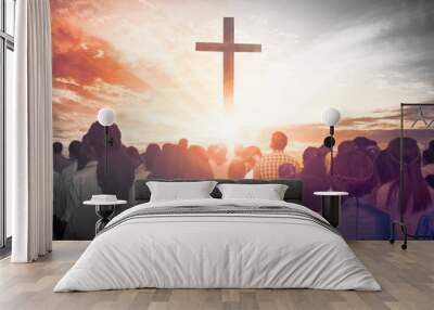 christmas concept: worship and praise god Wall mural