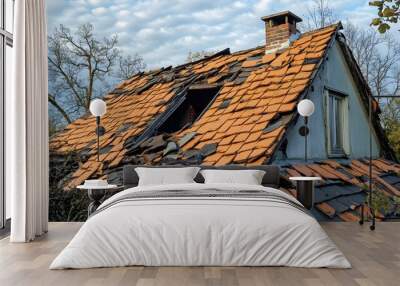 Common mistakes homeowners make when dealing with hail damage on roofs Wall mural