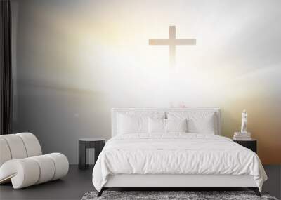 Confidence Concept: A child reaches out and touches the cross of Christ Jesus Wall mural