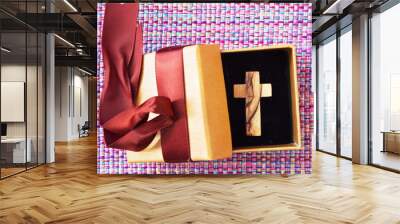 Cross in gift box Wall mural