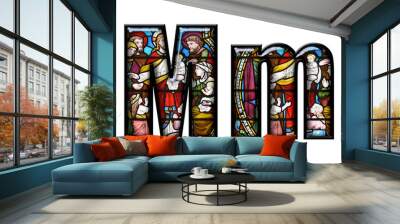 Stained Glass letter M in upper and lower case Wall mural