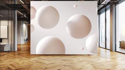 Delicate Pearlescent Beige Soap Bubble Texture, Fluid and Reflective with Subtle Iridescence Wall mural