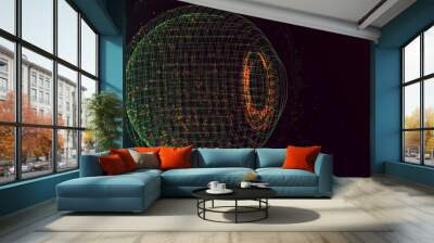 Digital Eyeball Cyber Security Holographic Green an Red Orange 3d illustration render  Wall mural