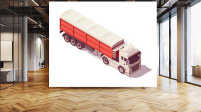 Isometric logistic semi truck. Truck with grain semi trailer. Vector illustration Wall mural