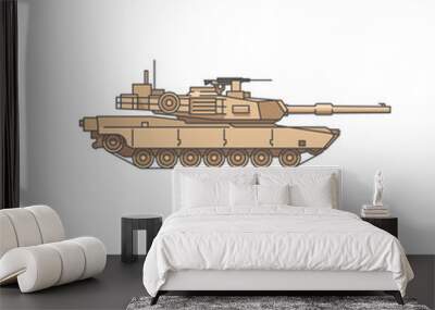 M1 Abrams outline colorful icon. Isolated tank on white background. Vector illustration Wall mural