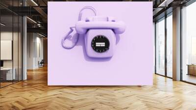 Lavender telephone handset classic rotary phone vintage 80s 70s 90s retro communication nostalgia 3d illustration render digital rendering Wall mural