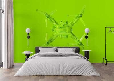 Lime Green Unmanned Aerial Vehicle Drone 3d illustration 3d render Wall mural