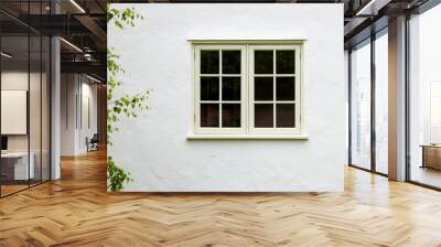 House exterior with wooden window and white wall rendering, UK Wall mural