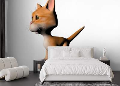 3D illustration of a cartoon kitten isolated Wall mural