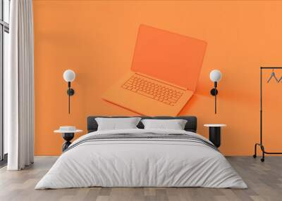 Orange Laptop 3d illustration  Wall mural