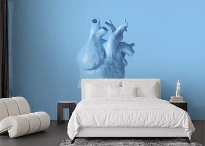 Pale Blue Anatomical Heart 3d illustration 3d render Wall mural